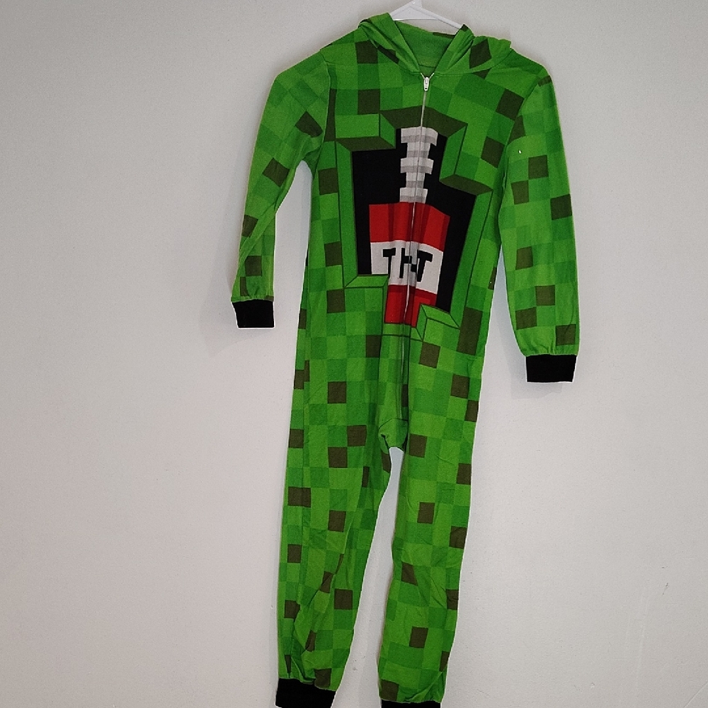 Green Pixel Kids One Piece Footie